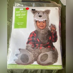 Baby Wolf Costume with Red Plaid Shirt